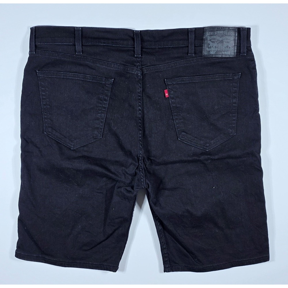 Levis 505 Men's Black Denim Shorts Regular Fit Size W40 Classic Five Pocket Jean - Picture 2 of 9